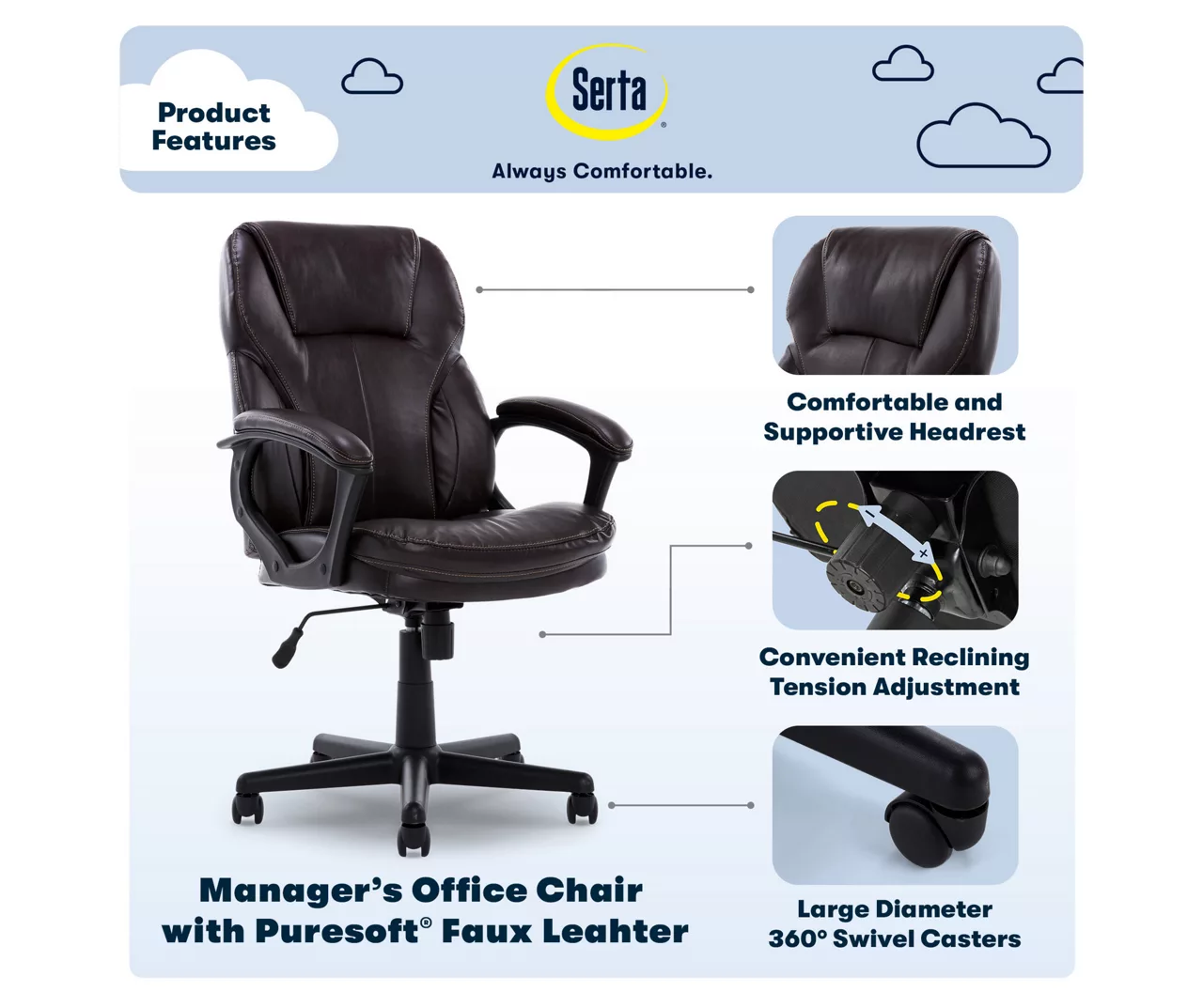 Mitchell Roasted Chestnut Vegan Leather Office Chair - Image 6