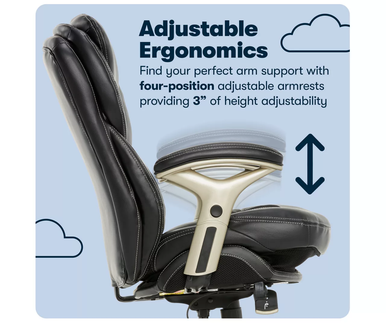 Claremont Black Bonded Leather Office Chair - Image 10