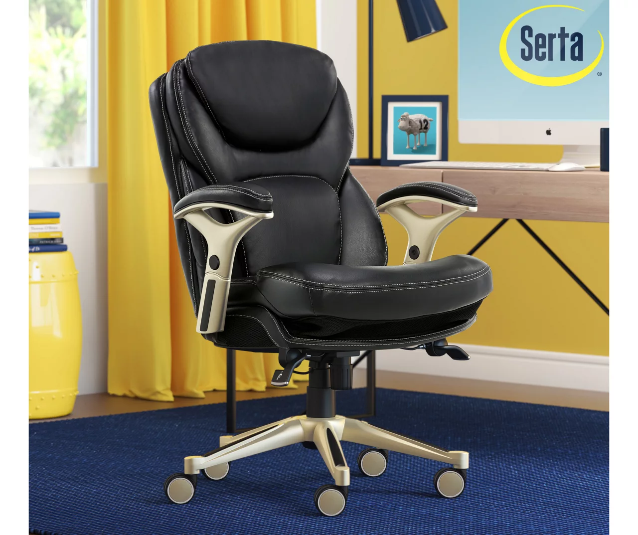 Claremont Black Bonded Leather Office Chair - Image 4