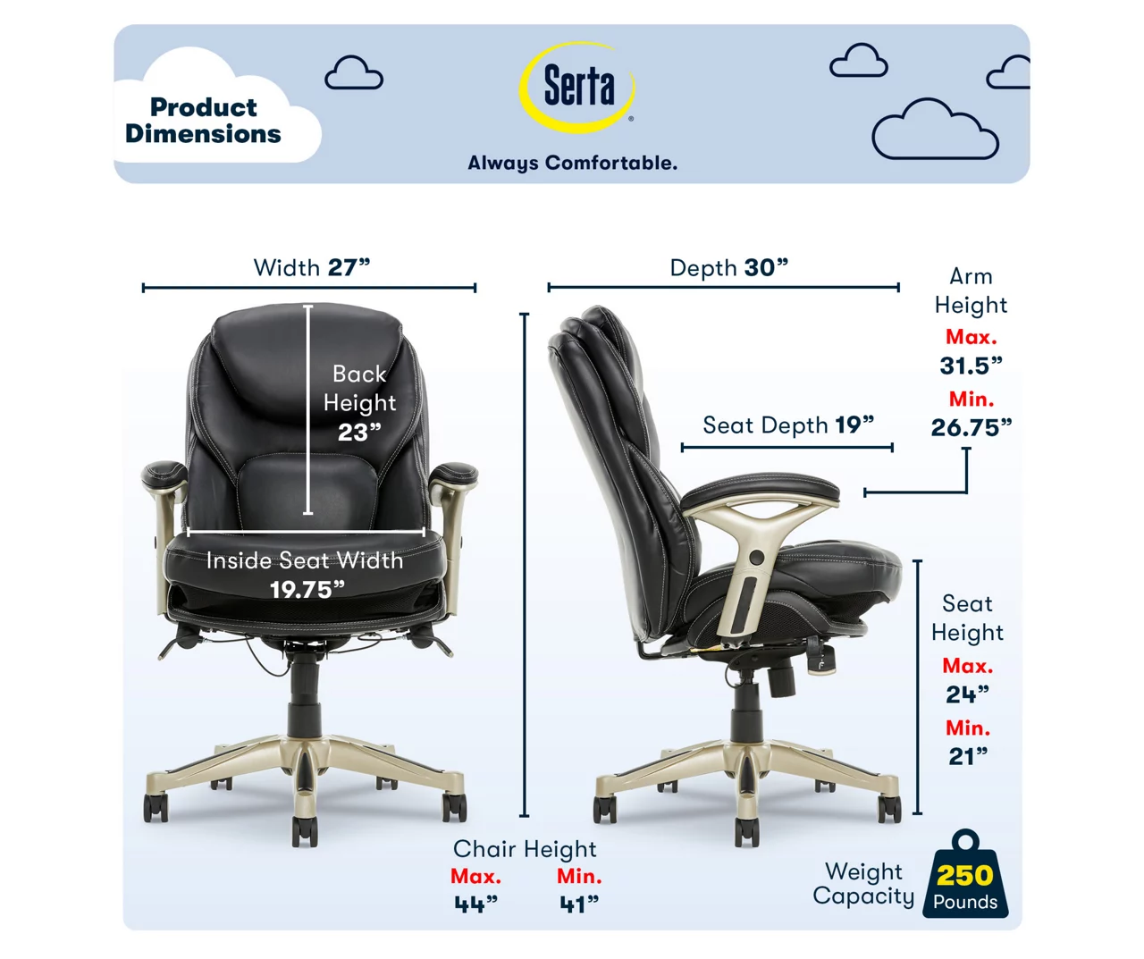 Claremont Black Bonded Leather Office Chair - Image 5