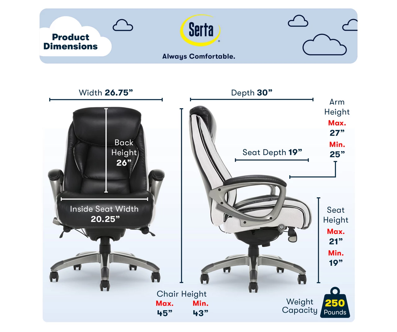 Serta Lautner Executive Bonded Leather Office Chair - Image 6
