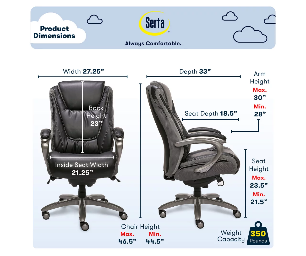 Baxter Black Big & Tall Bonded Leather Office Chair - Image 6