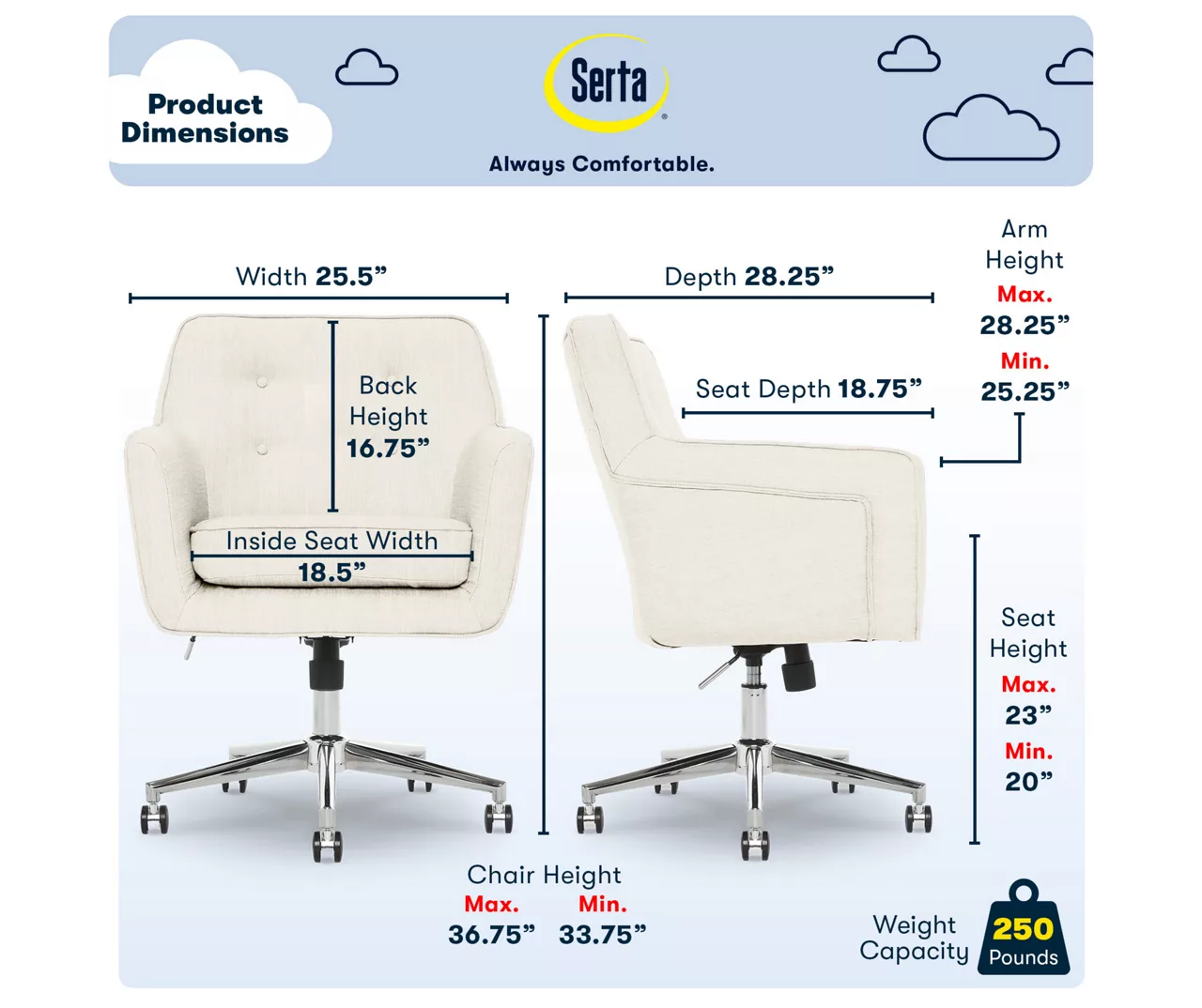 Serta Ashland Fabric Office Chair - Image 18