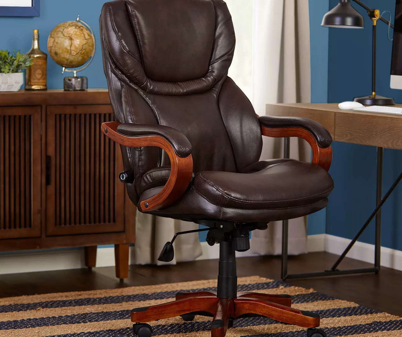 Conway Dark Brown Big & Tall Bonded Leather Office Chair - Image 4