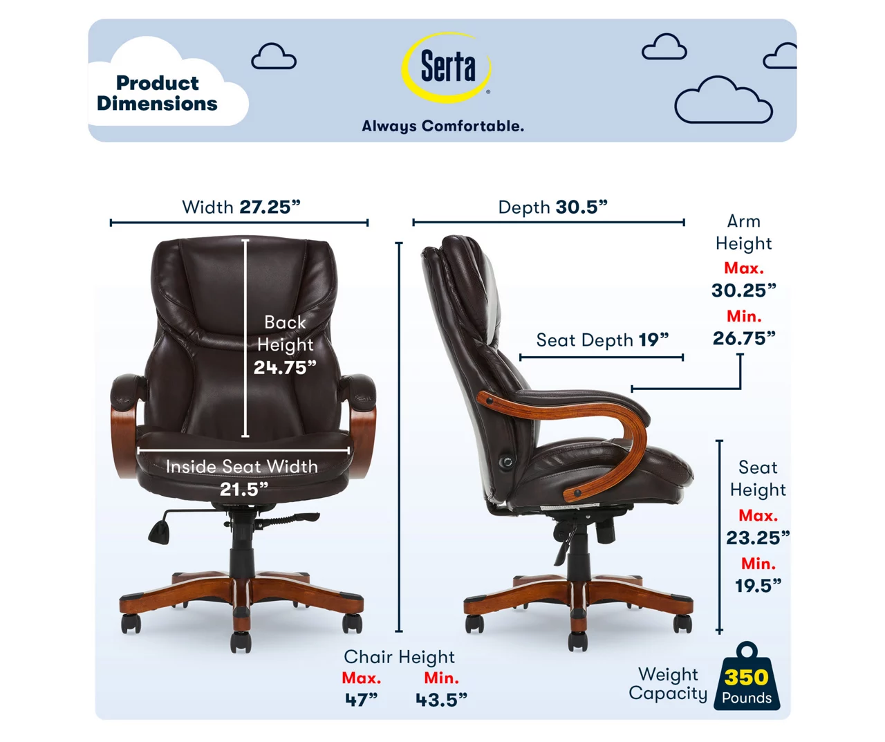 Conway Dark Brown Big & Tall Bonded Leather Office Chair - Image 5