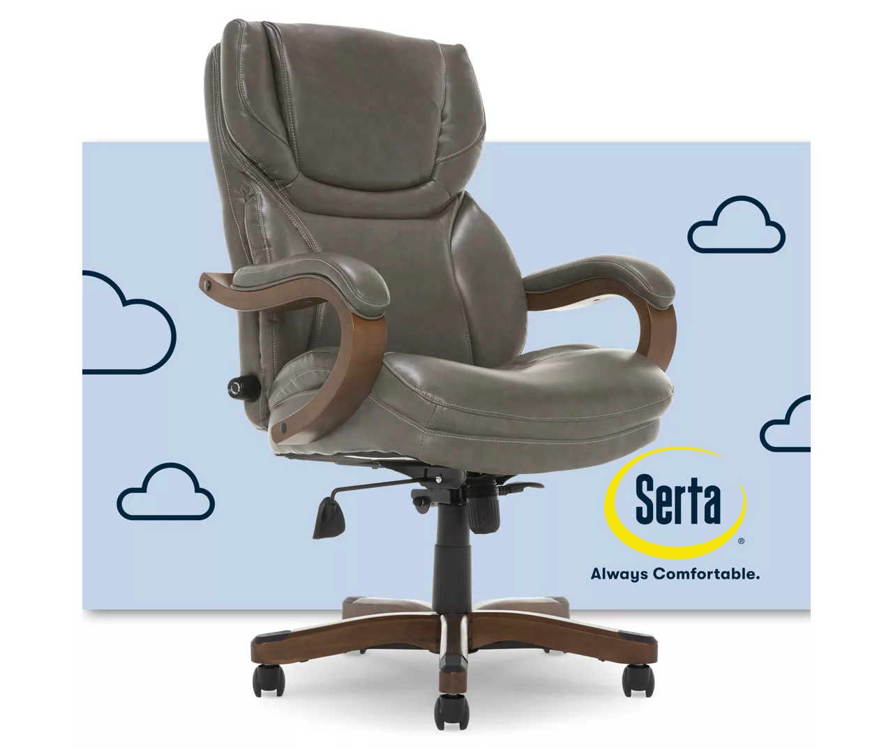 Conway Gray Big & Tall Bonded Leather Office Chair - Image 7