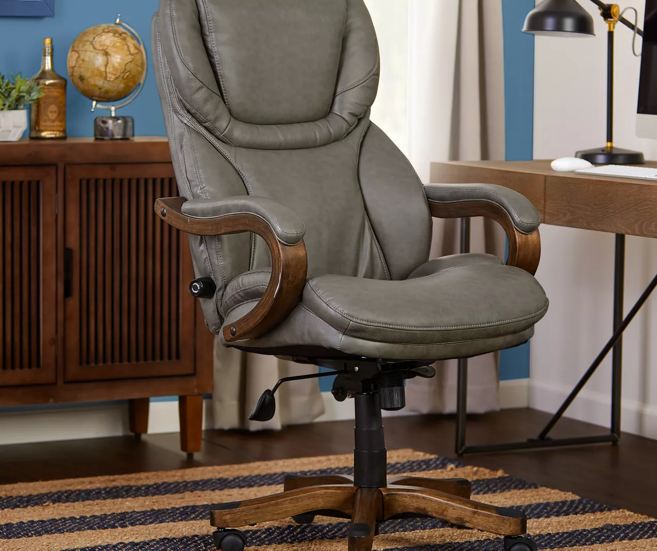 Conway Gray Big & Tall Bonded Leather Office Chair - Image 4