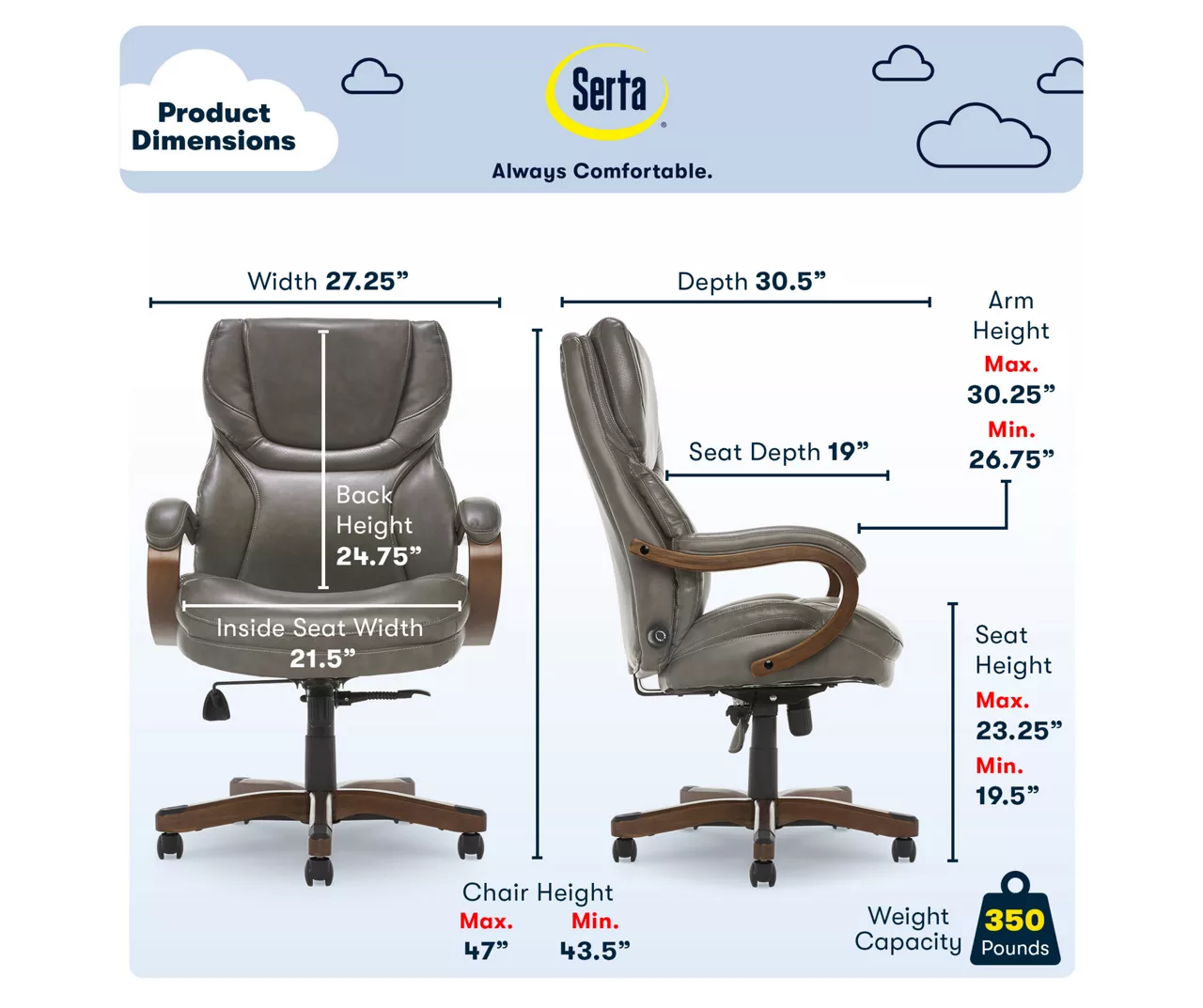 Conway Gray Big & Tall Bonded Leather Office Chair - Image 5