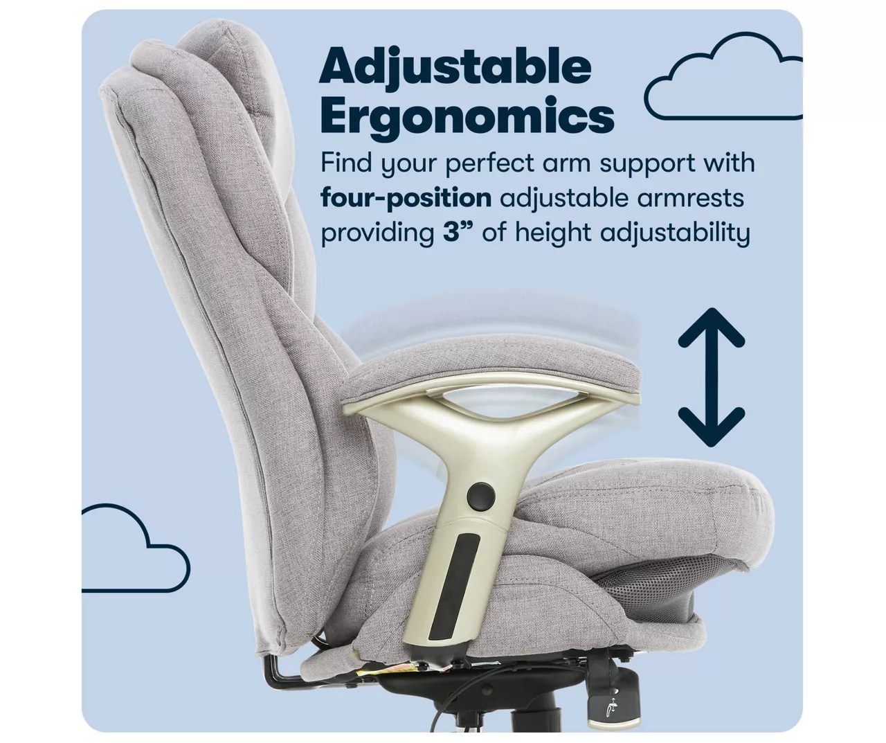 Claremont Light Gray Fabric Office Chair - Image 11