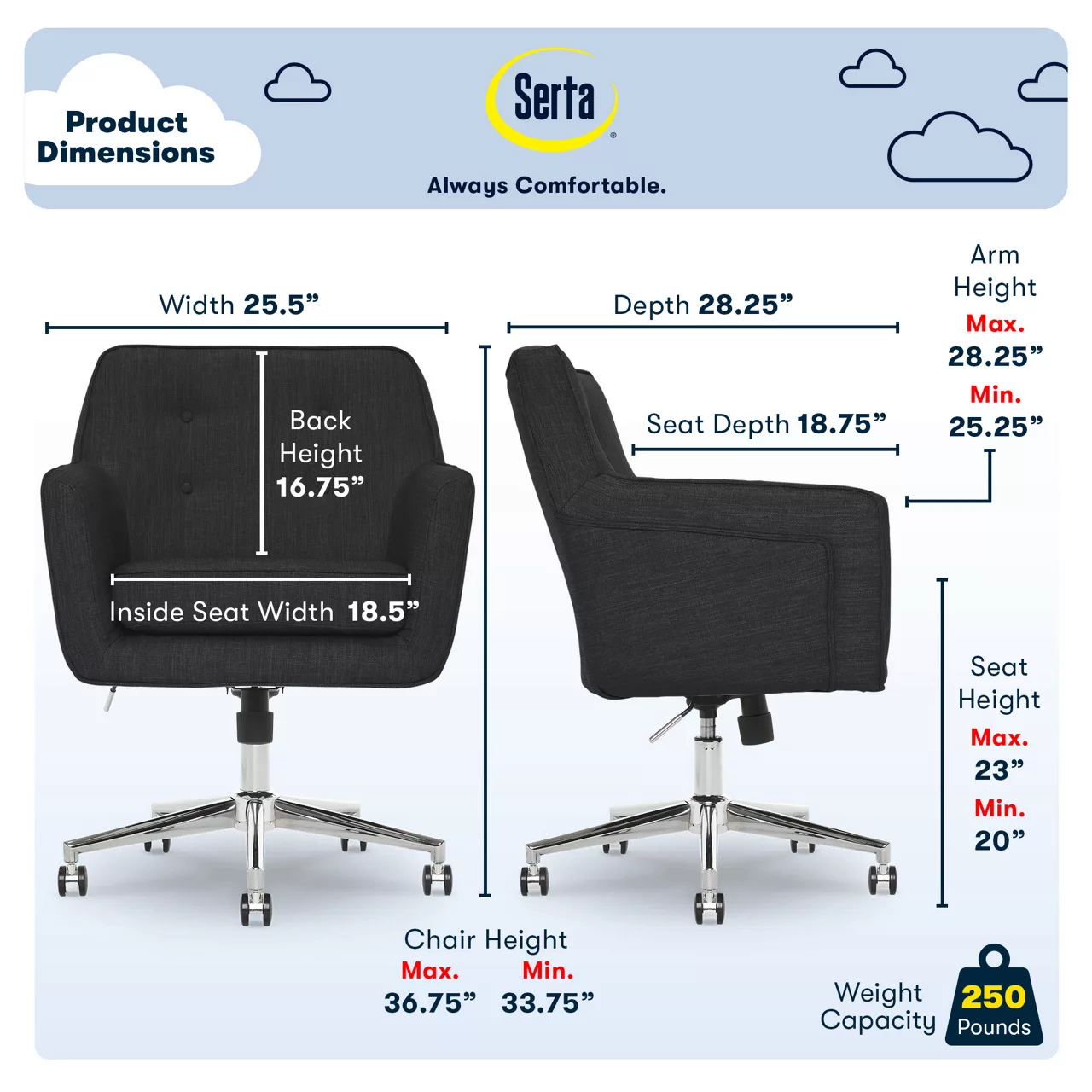 Serta Ashland Fabric Office Chair - Image 10
