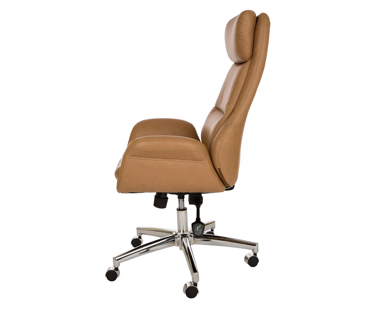 Light Brown Mid-Century Modern Faux Leather Executive Office Chair - Image 5