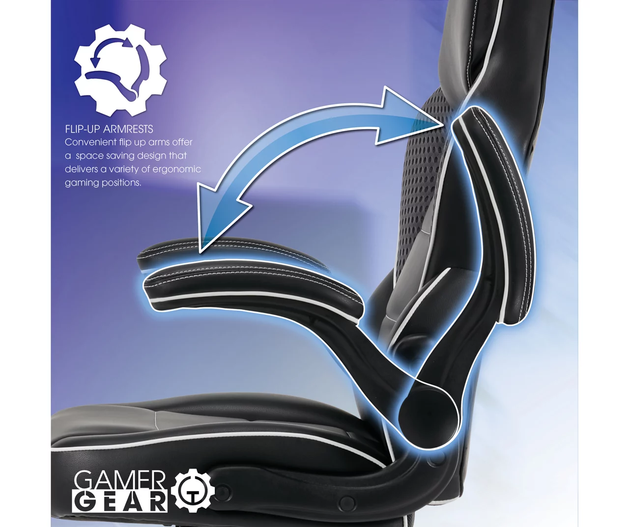 White & Black Faux Leather Gaming Chair - Image 4