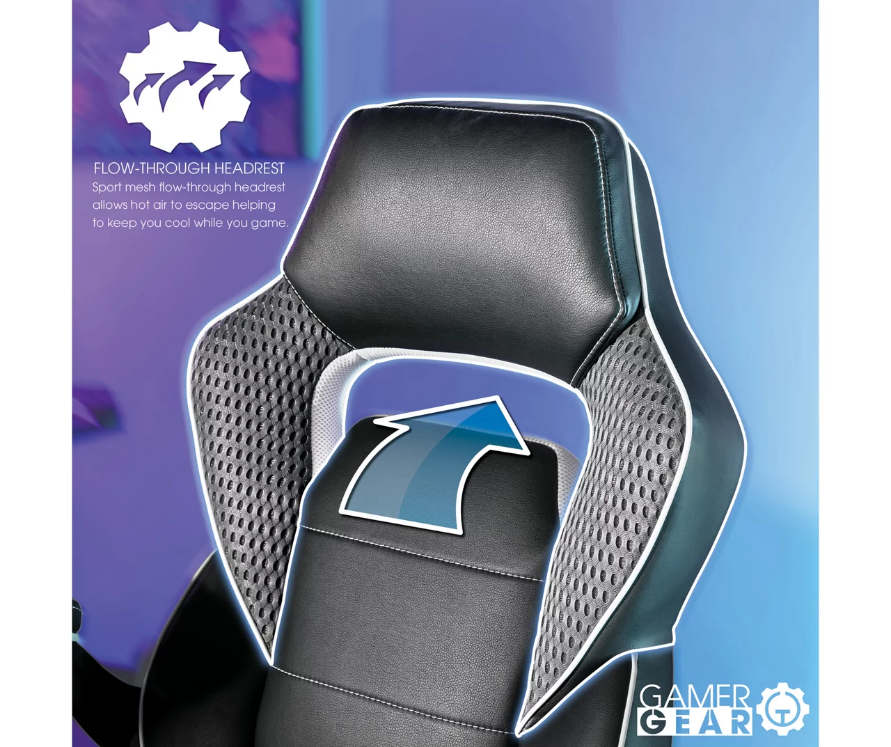 White & Black Faux Leather Gaming Chair - Image 5