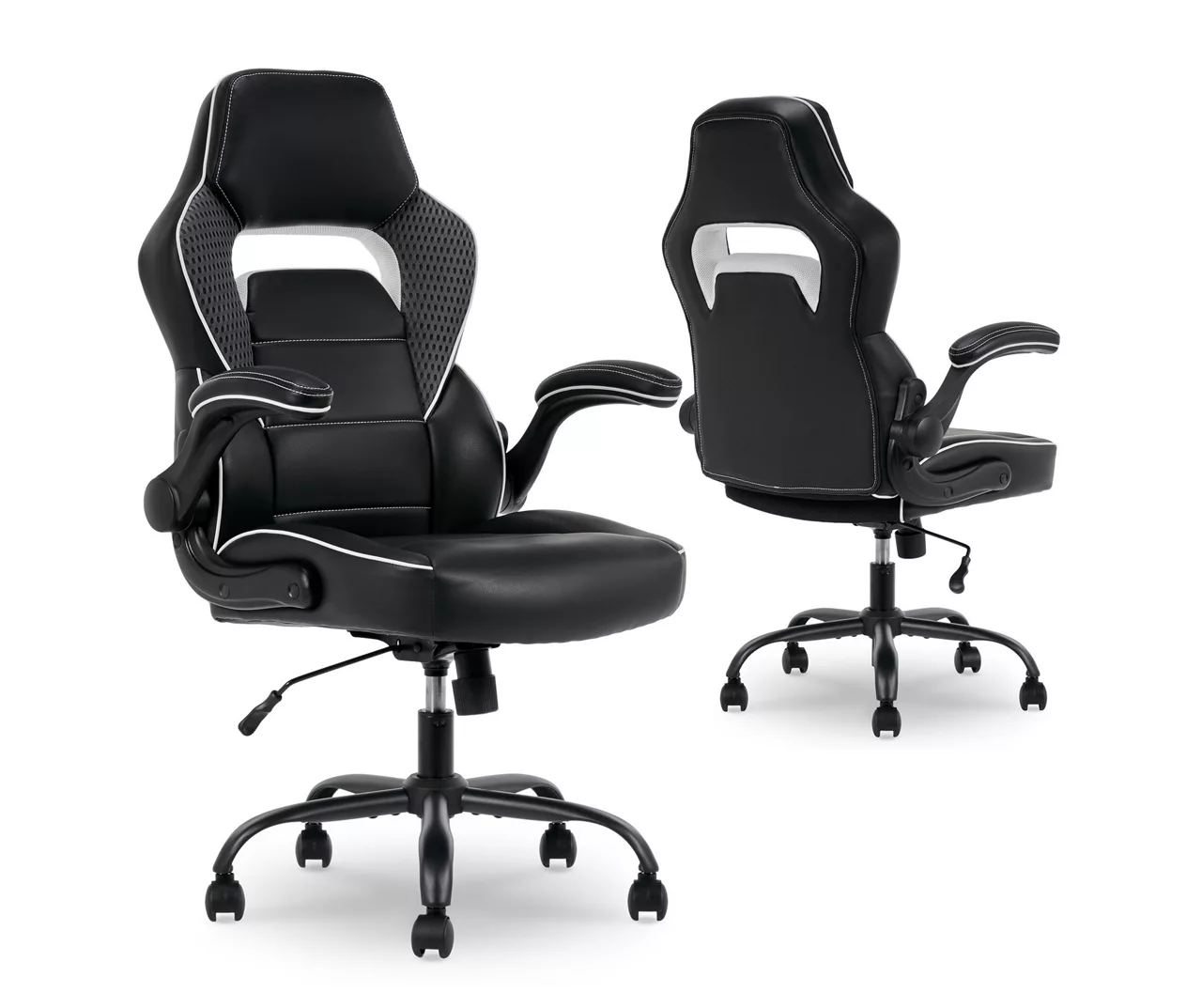 White & Black Faux Leather Gaming Chair - Image 10